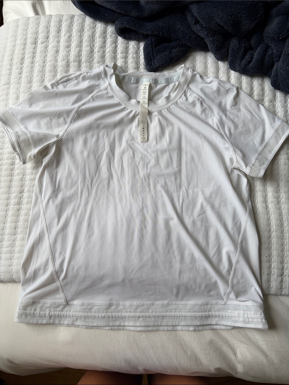 lululemon athletica white short sleeve performance top with mesh detail